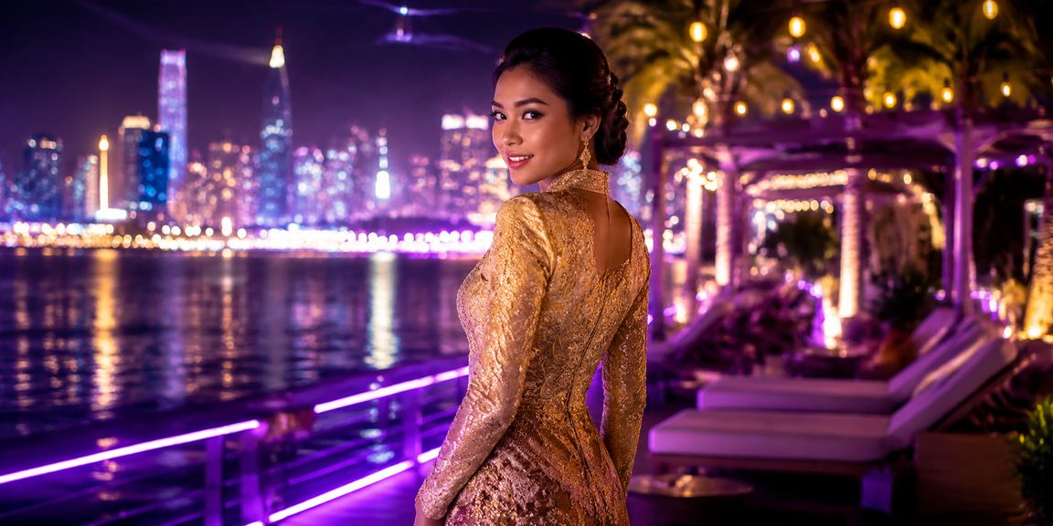 Suasana hiburan kasino bertema kebaya di Melaka Malaysia
